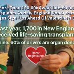 More Than 100,000 Await Life-Saving Transplants As New England Donor Services Urges Sign-Ups Ahead Of Valentine’s Day