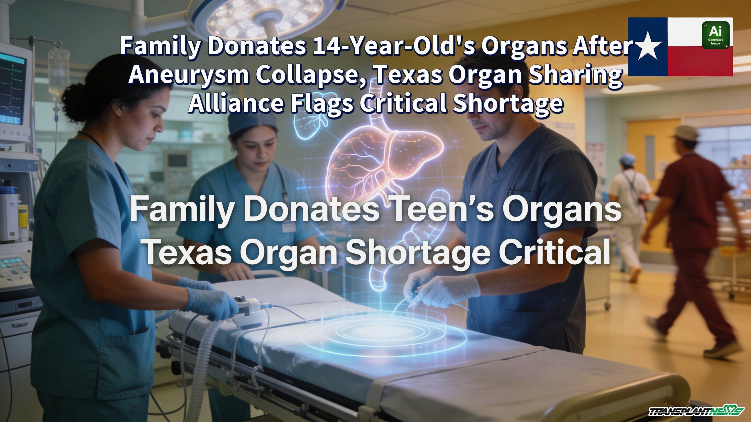 Family Donates 14-Year-Old’s Organs After Aneurysm Collapse, Texas Organ Sharing Alliance Flags Critical Shortage