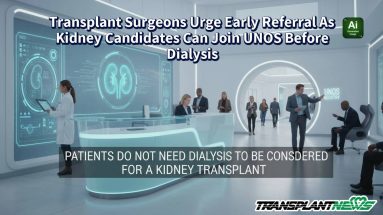 Transplant Surgeons Urge Early Referral As Kidney Candidates Can Join UNOS Before Dialysis