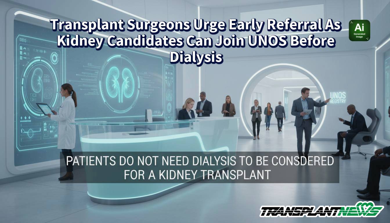 Transplant Surgeons Urge Early Referral As Kidney Candidates Can Join UNOS Before Dialysis