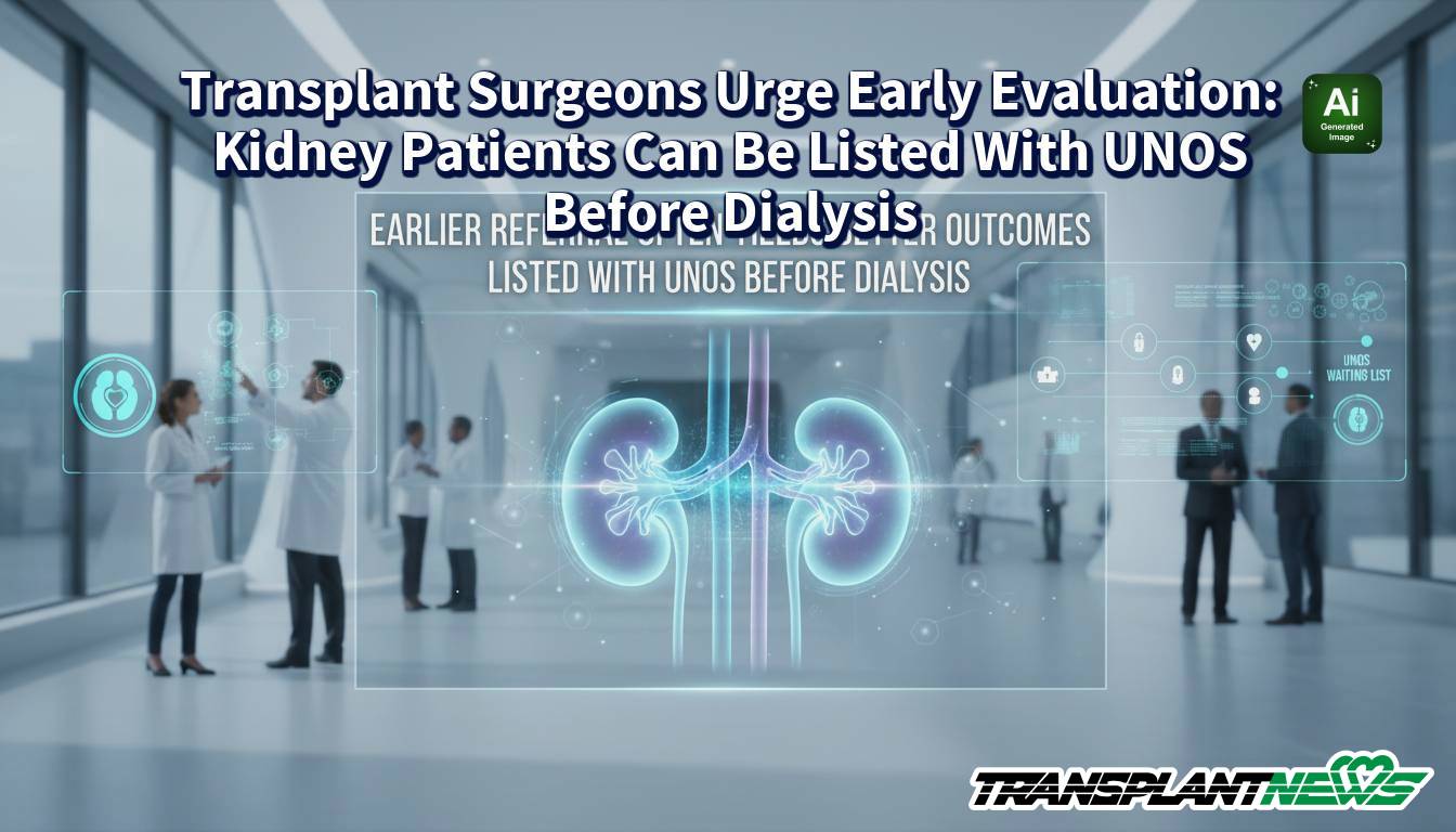 Transplant Surgeons Urge Early Evaluation: Kidney Patients Can Be Listed With UNOS Before Dialysis