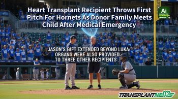 Heart Transplant Recipient Throws First Pitch For Hornets As Donor Family Meets Child After Medical Emergency