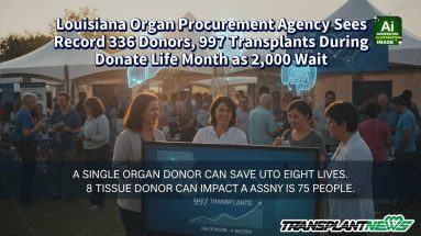 Louisiana Organ Procurement Agency Sees Record 336 Donors, 997 Transplants During Donate Life Month as 2,000 Wait
