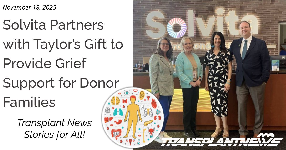 Solvita Partners with Taylor’s Gift to Provide Grief Support for Donor Families